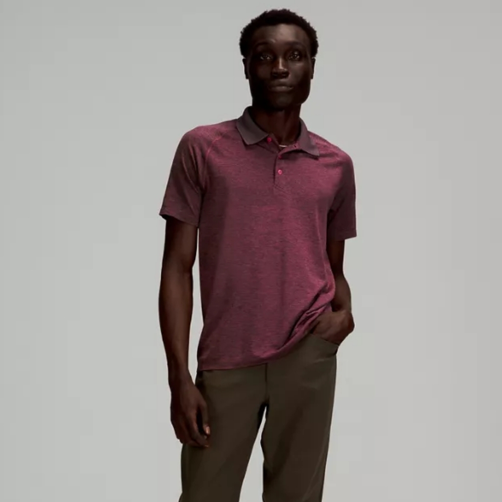 Lululemon‎ Metal Vent Tech Polo 2.0 Maroon Black Space Dye Mens XXL Shirt